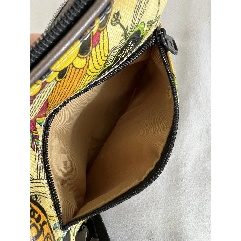Vintage Sakroots Peace and Love Crossbody Bag Purse Floral Bird 3 Zipper